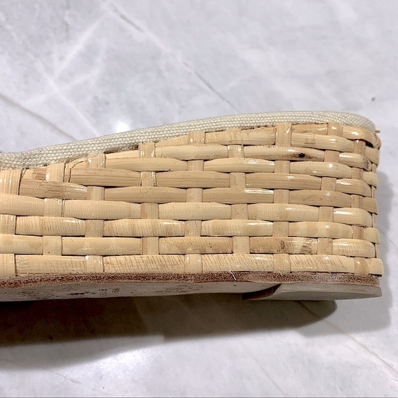 Kate Spade straw wedges with woven leather and grosgrain ribbon size 8 - Picture 3 of 8